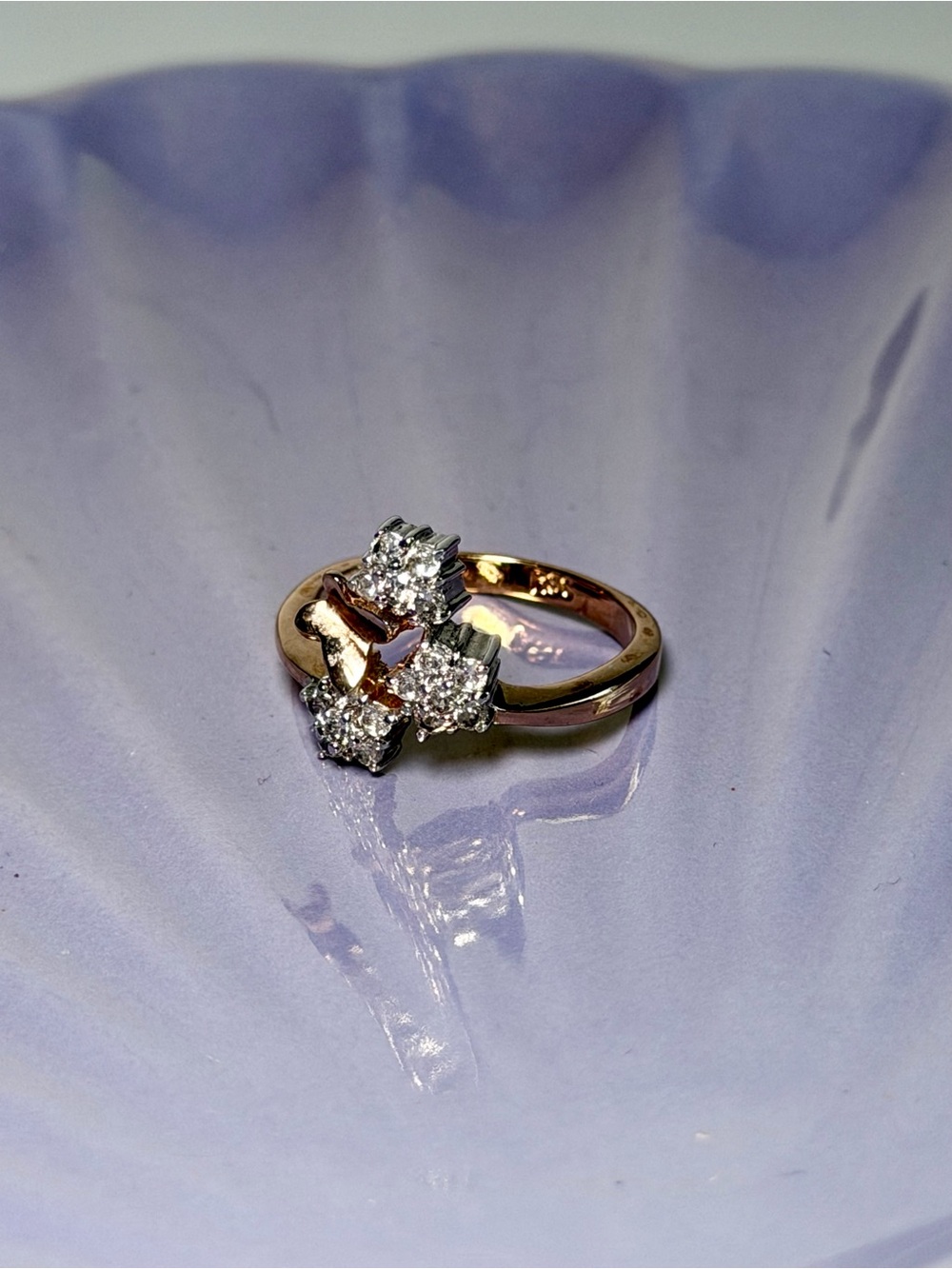 Vintage RSC Butterfly Cluster Ring Gold Tone Floral Ring Size 7.5 - Picture 3 of 11